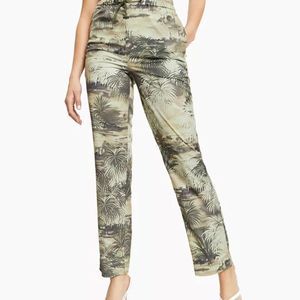 GUESS Lidia Printed Pants Caribe Breath Green Combo Small